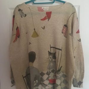 Cat print sweater